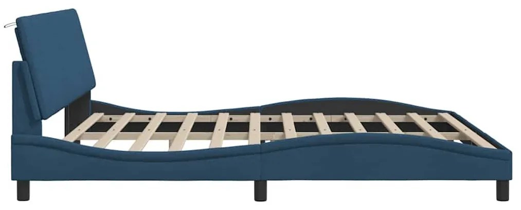 kék szövet ágykeret matrac nélkül Hanko 200 x 200 cm