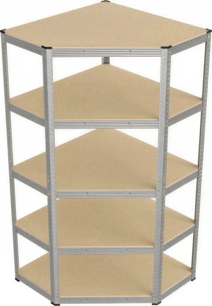 SONGMICS fém sarokpolc, 5 szintes, 875 kg teherbírás, 180 x 90 x 90 cm