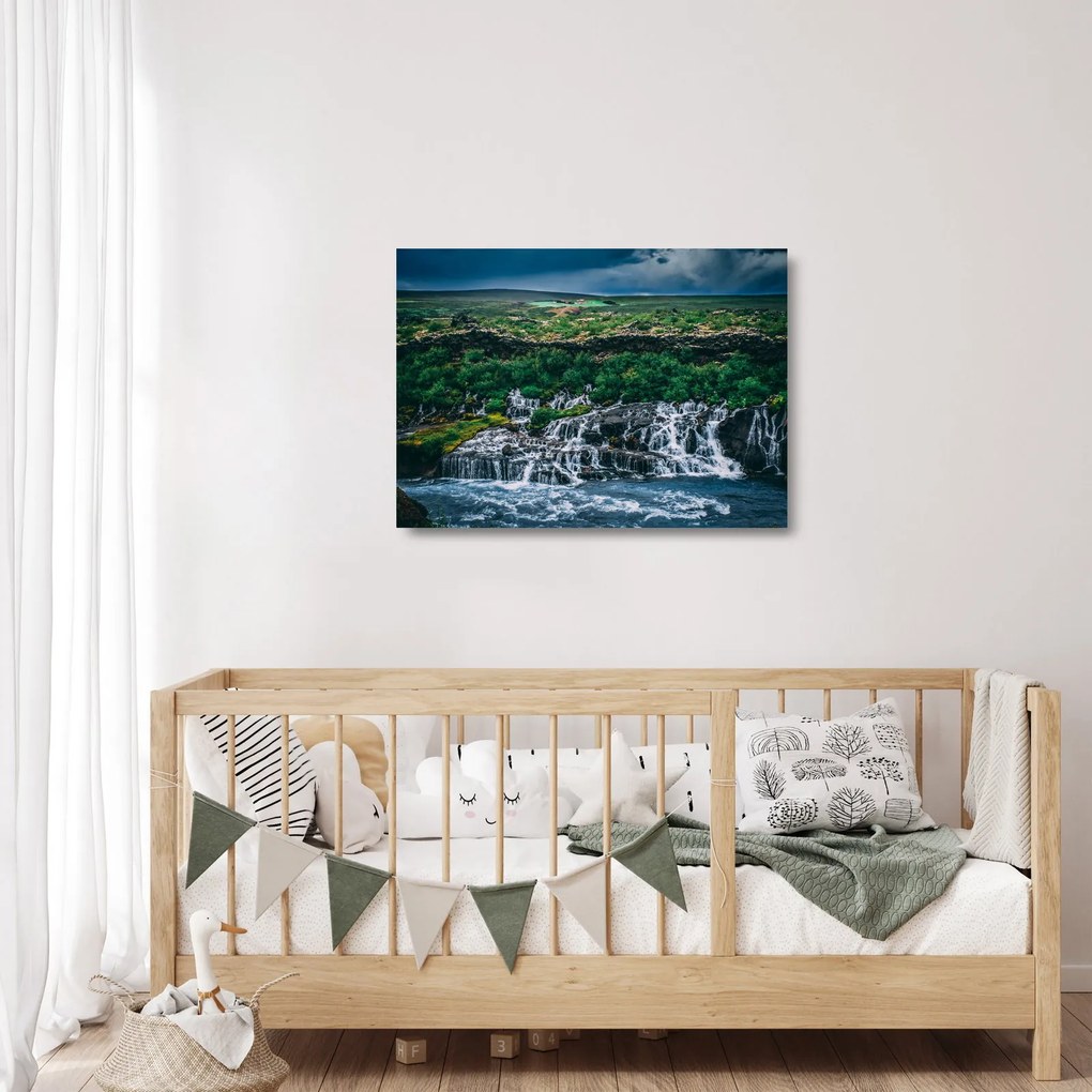 Vízesések képe a természetben (üvegen) (70x50 cm)