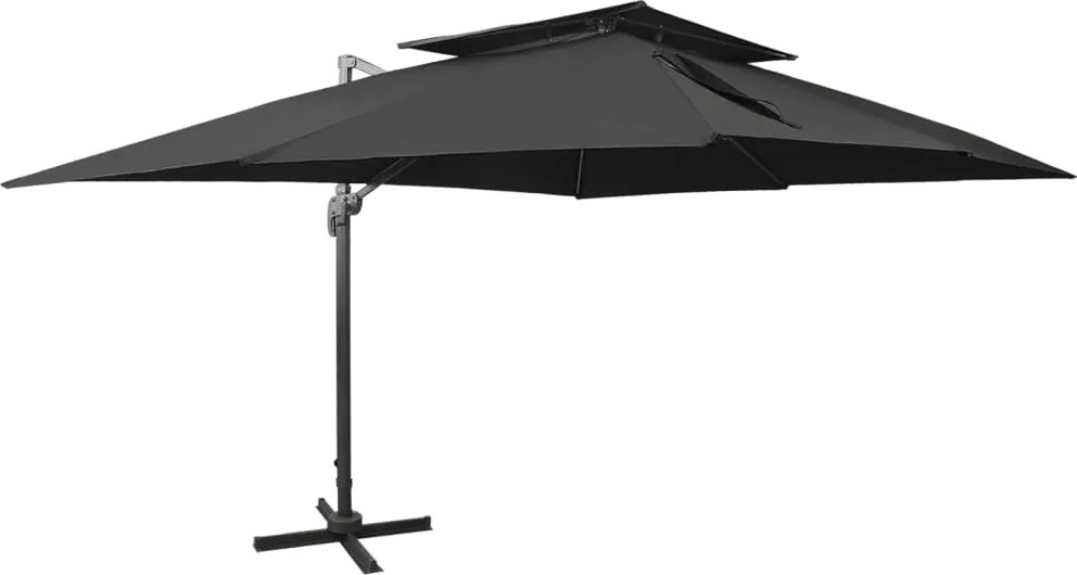 vidaXL fekete konzolos kerti napernyő dupla tetejjel 400 x 300 cm