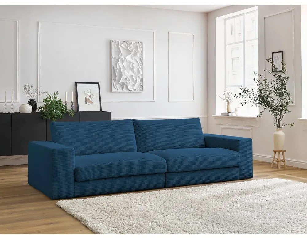 Sötétkék kordbársony kanapé 274 cm Leonard – Bobochic Paris