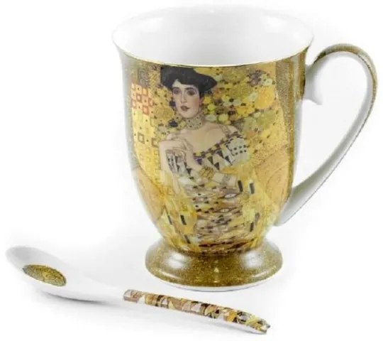 Klimt porcelán bögre kanállal 280 ml Adele Bloch díszdobozban