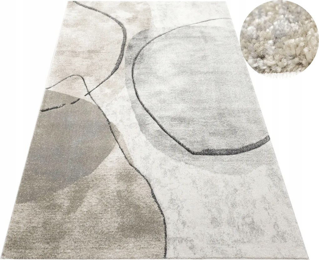 Szürke Bézs Puha Kivágott Szőnyeg Absztrakt Daisy 133x190 cm