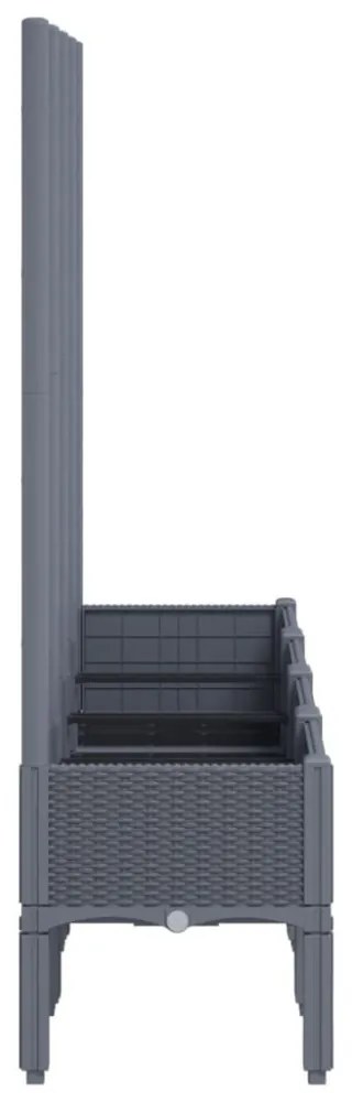 kékszürke PP rácsos kerti ültetőláda 160 x 40 x 142 cm