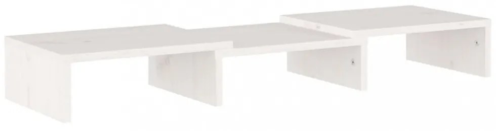 fehér tömör fenyőfa monitorállvány 60 x 24 x 10,5 cm