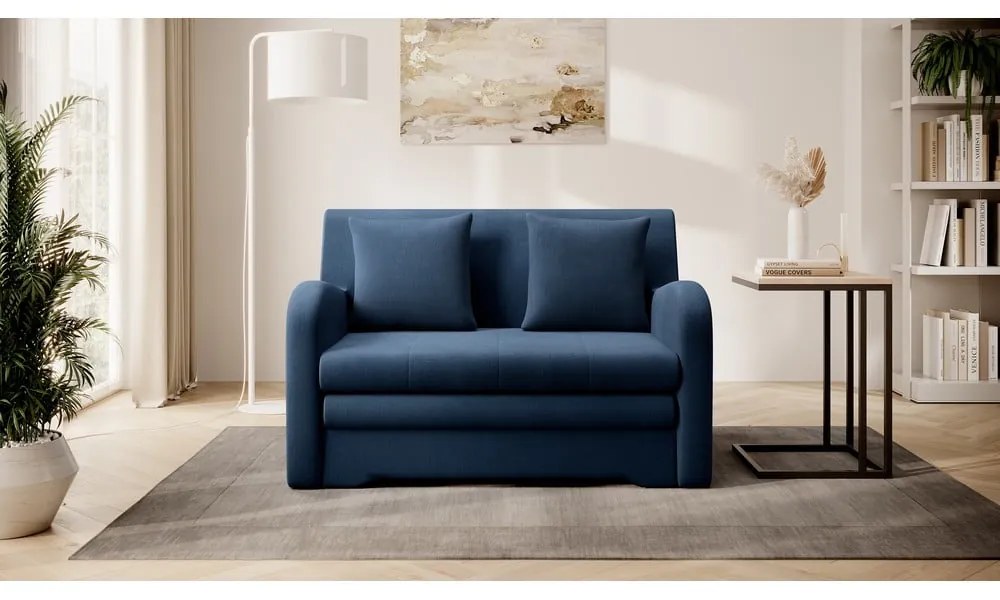 Kék bársony kinyitható kanapé 130 cm Ario – ELTAP