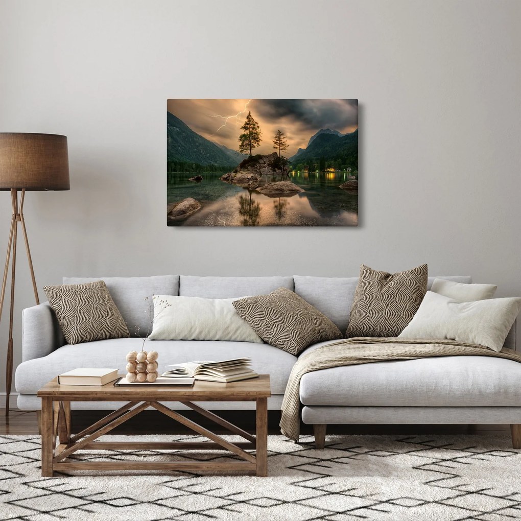 Kép - tó a hegyekben (90x60 cm)