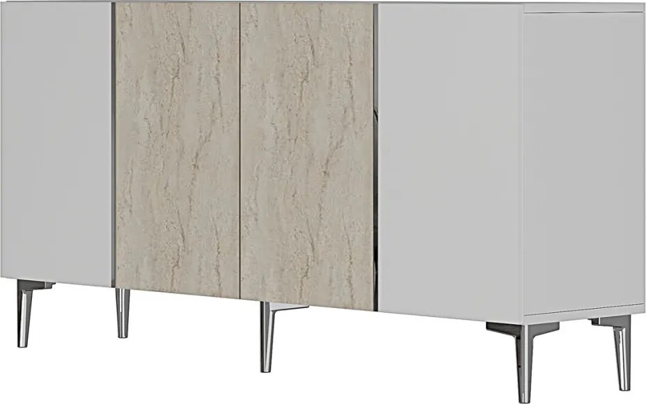 Poli 150 - White, Travertine, Silver