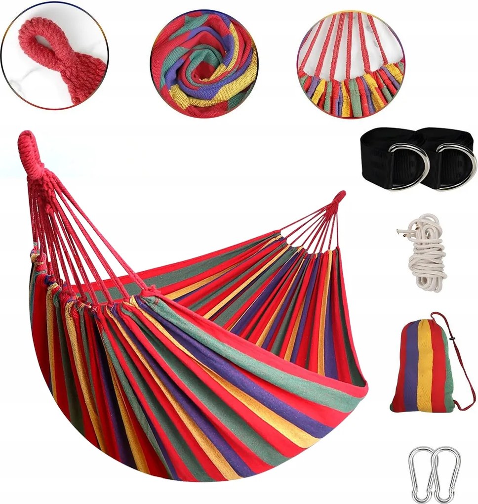 Függőágy 2 Személyes Nagy Strapabíró Kerti Függőágy Szép színek