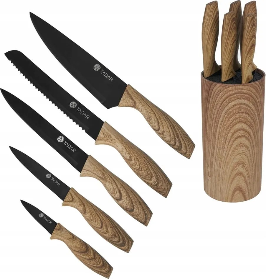 Késkészlet blokkban Kések szett Woodie 5 db-os