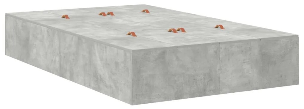 Ágykeret tárolóval Beton szürke 120 x 200 cm Faanyag