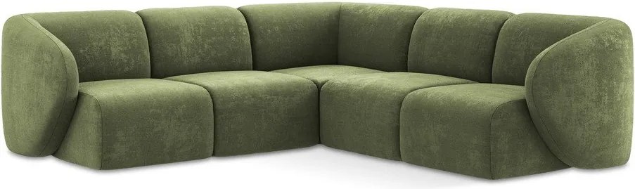 Zöld zsenília sarokkanapé Lani – Makamii