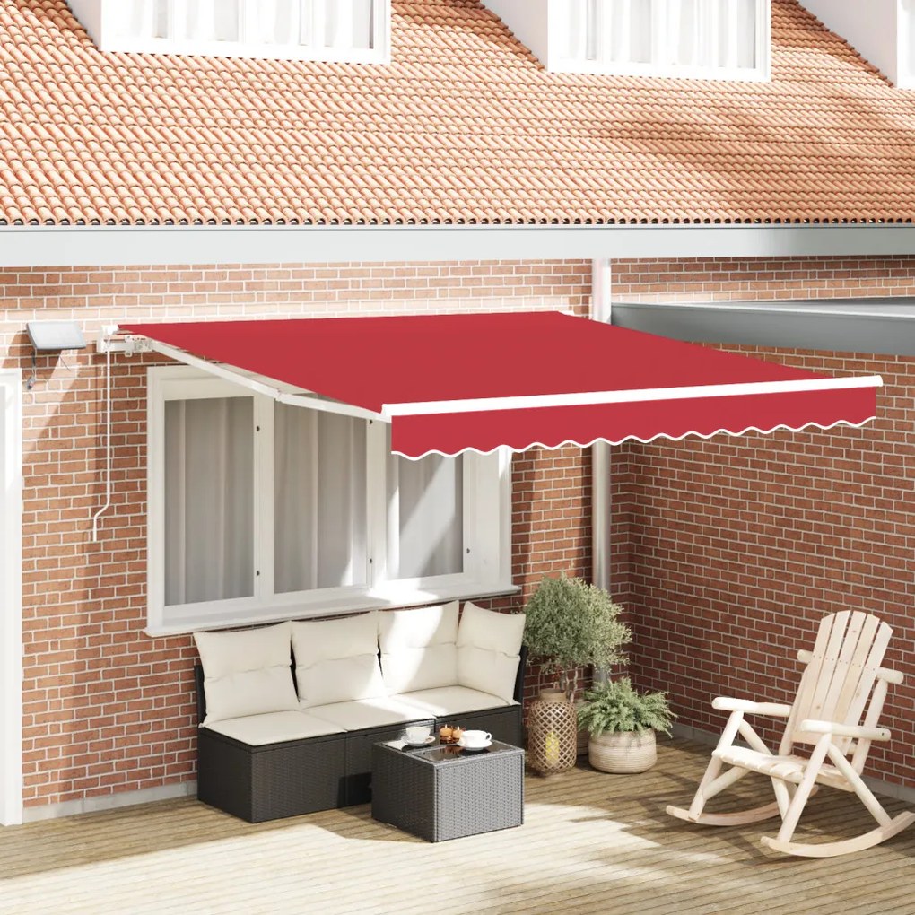 Kézi Behúzható Napellenző LED-del Piros 300x250 cm