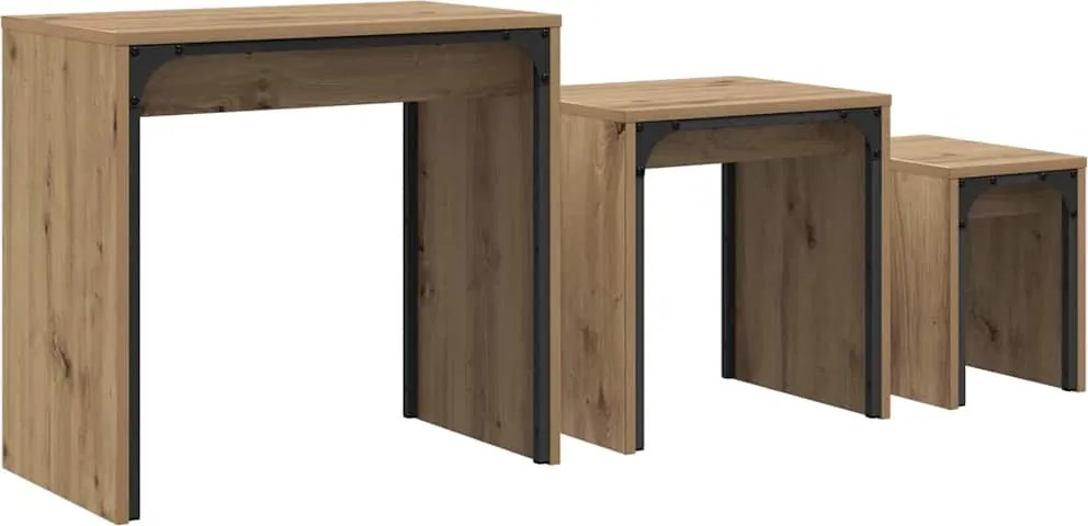 vidaXL Dohányzóasztal 3 pcs Artisan tölgy Faanyag