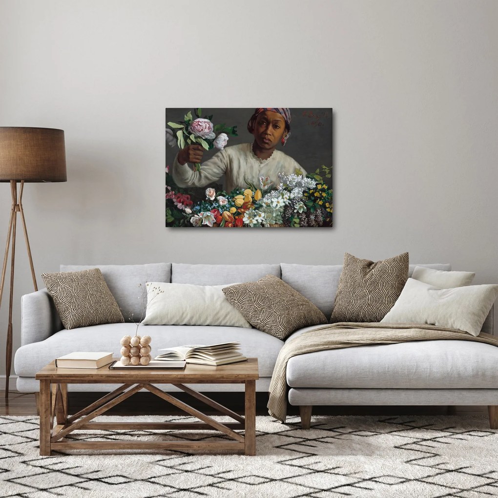 Kép - Frédéric Bazille, Young Woman with Peonies, reprodukciók (70x50 cm)