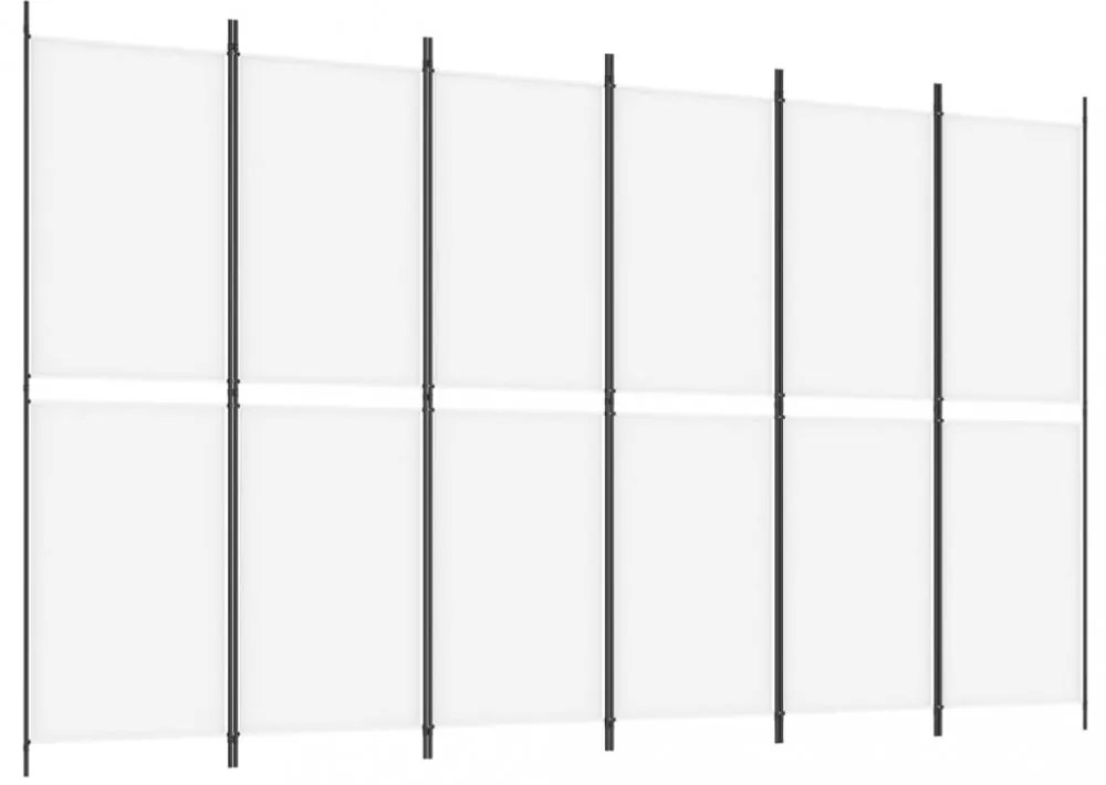 6 paneles fehér szövet térelválasztó 300x180 cm
