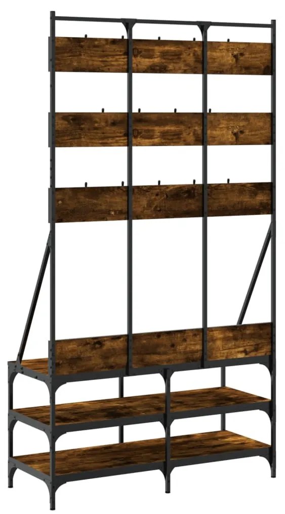füstös tölgy színű ruhafogas cipőpolccal 100x40x184 cm