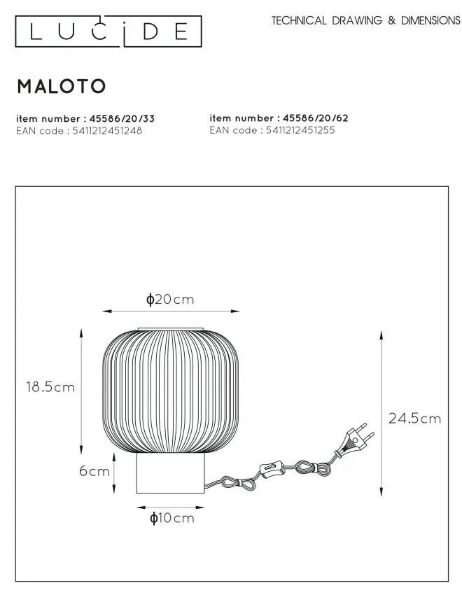 Asztali Lámpa Zöld MALOTO LUCIDE 45586-20-33