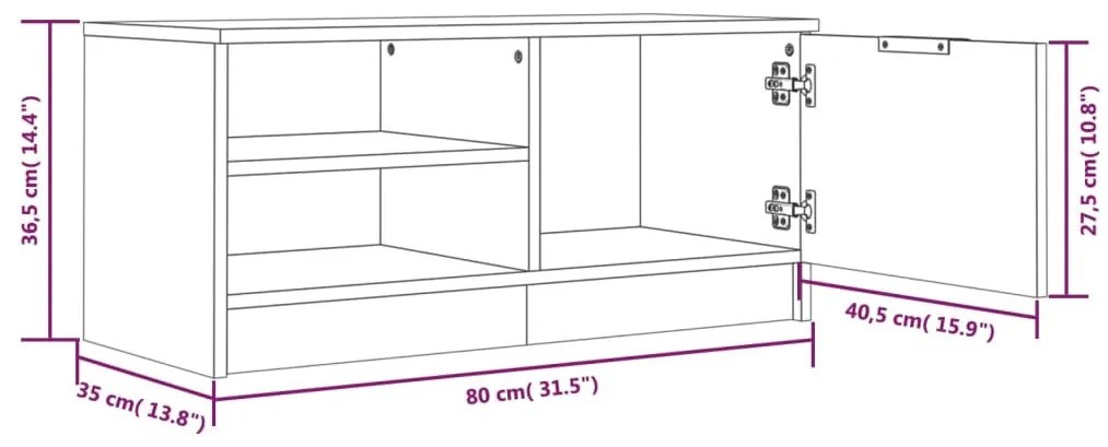 2 db fekete szerelt fa TV-szekrény 80 x 35 x 36,5 cm