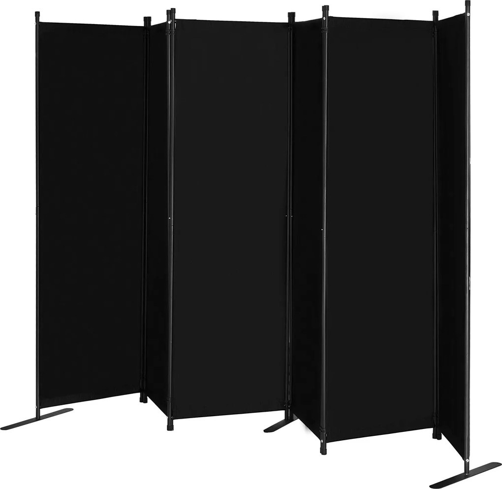 Szobaparaván 6 paneles összecsukható szabadon álló válaszfal fekete iroda