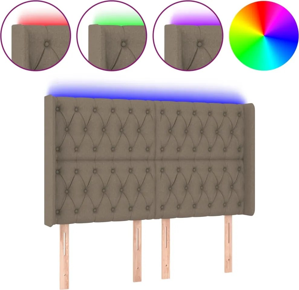 vidaXL tópszínű szövet LED-es fejtámla 147x16x118/128 cm