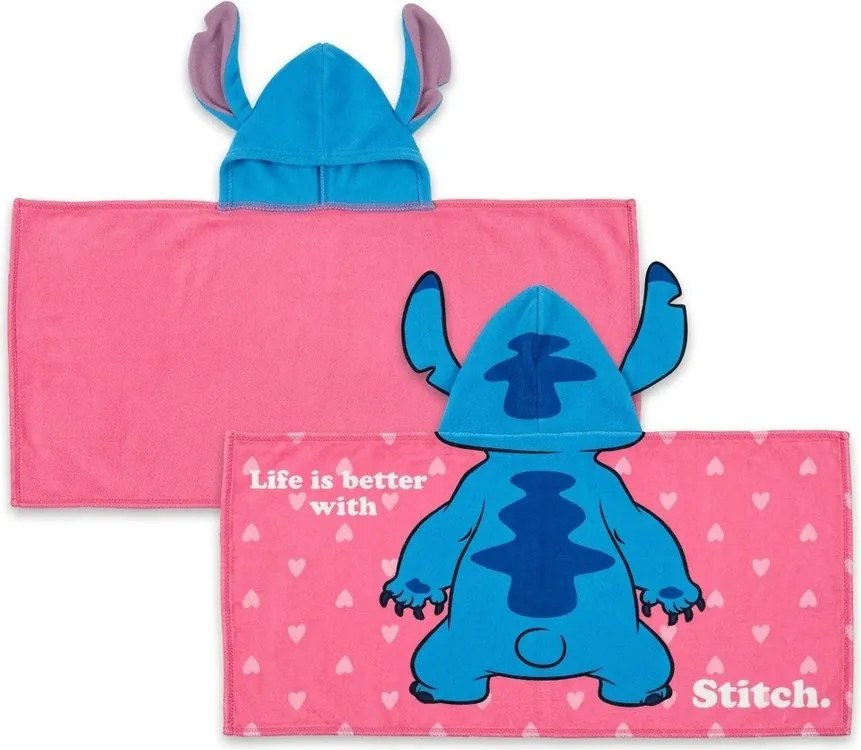 Disney Lilo és Stitch, A csillagkutya Heart kapucnis takaró 80x120 cm