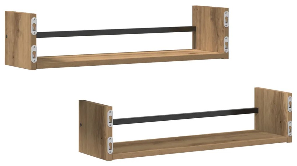 Falipolcok 2 db Kézműves tölgy 60x16x14 cm Műgyanta