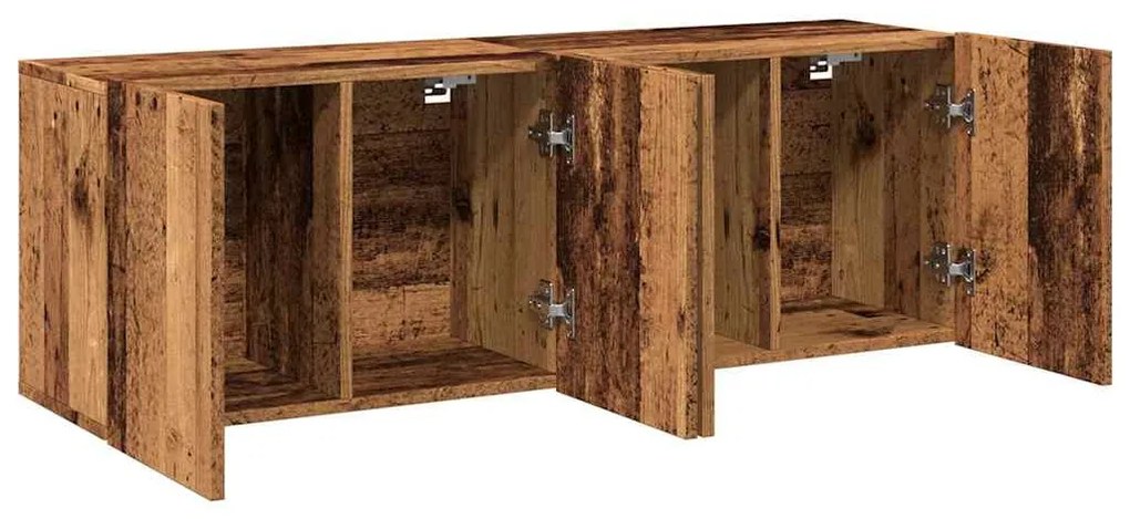 2 db antik fa színű falra szerelhető TV-szekrény 60 x 30 x 41cm