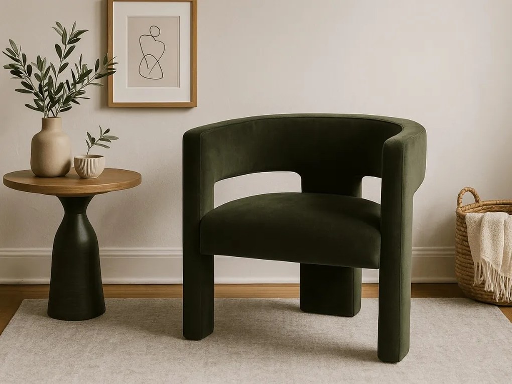 Sötétzöld design fotel ALPAH B VELVET