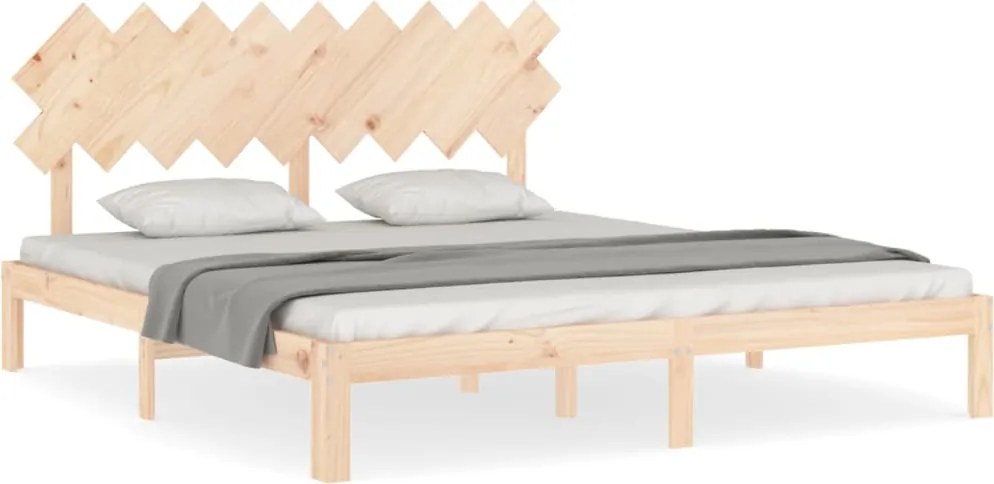vidaXL tömör fa ágykeret fejtámlával Super King Size