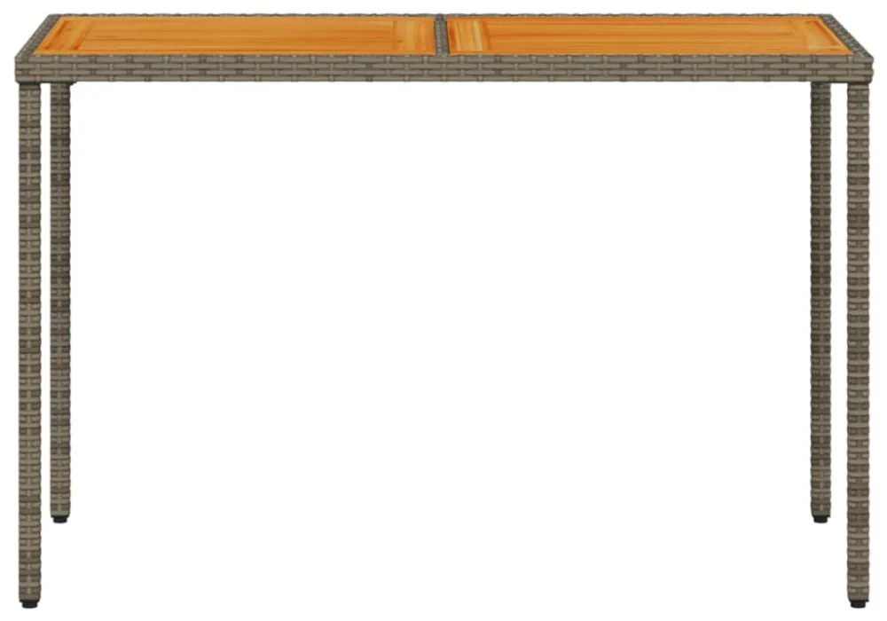 szürke polyrattan akácfa lapos kerti asztal 115x54x74 cm