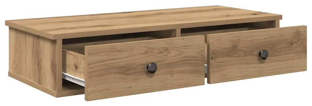 Falipolc fiókokkal artisian tölgy 80x31x17 cm műszaki fa