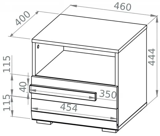 Éjjeliszekrény SARPA 45x46 cm fehér/barna