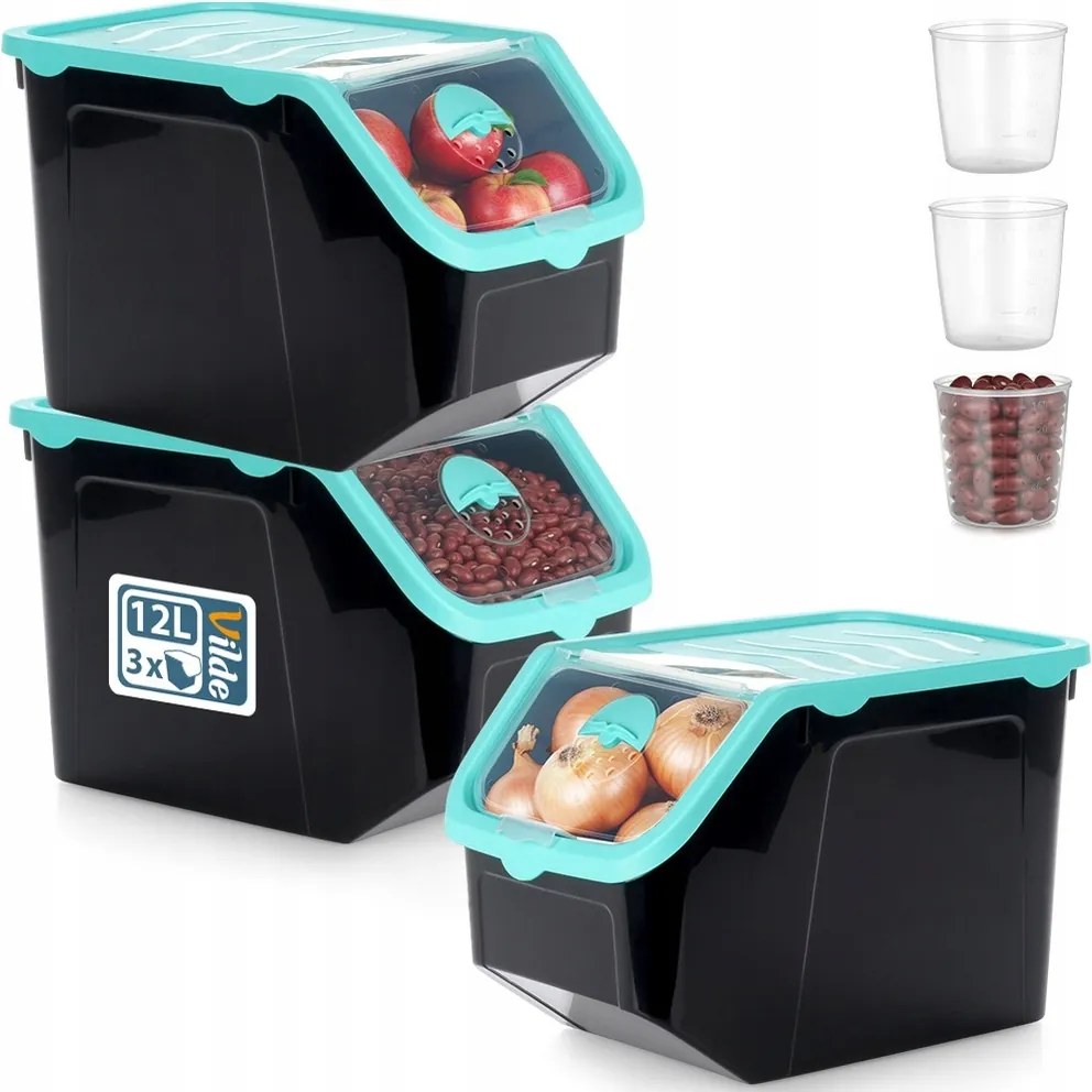 3x Zöldség Tartály Gyümölcs hagyma burgonya fokhagyma eledel por nagy XL