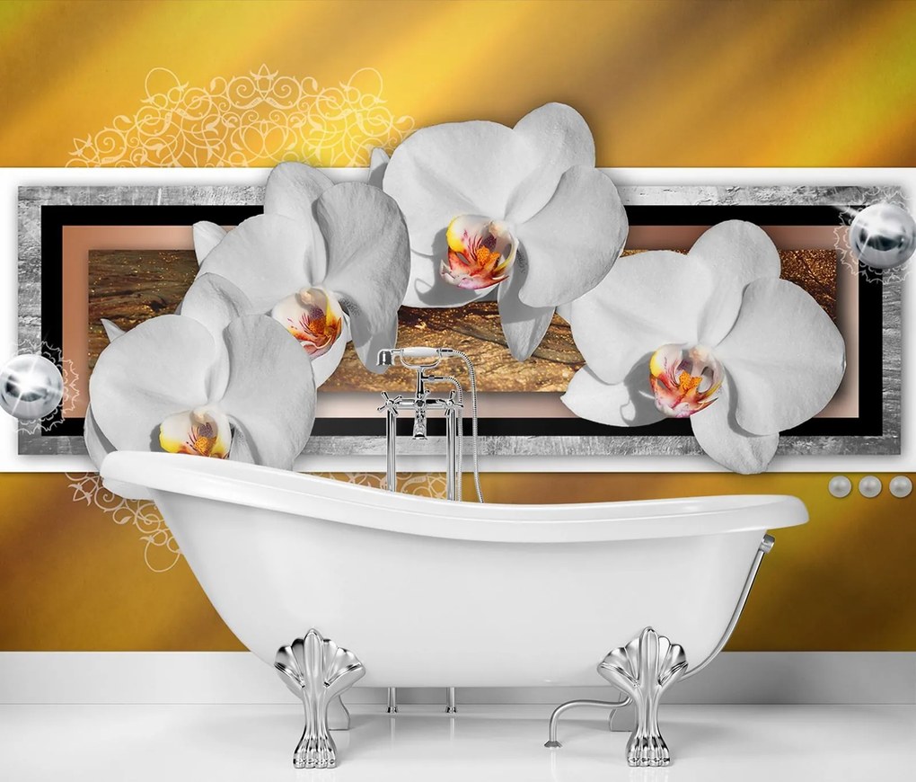 Gario Fotótapéta Geometria és orchideák Anyag: Vlies, Méret: 150 x 105 cm