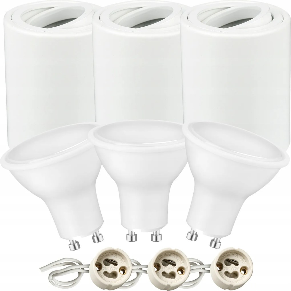 3 db-os Halogén Falra Szerelhető Lámpatest Szett Mozgatható Cső 3x GU10