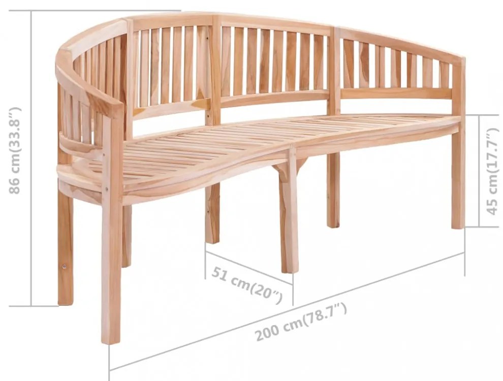 tömör tíkfa banán alakú pad 200 cm