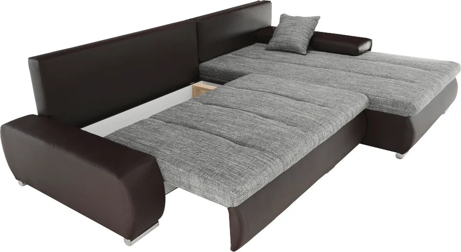 Sarokülőgarnitúra, barna/szürkésbarna melír, TRAMP