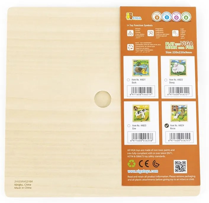 Fa képes kirakó puzzle Viga 9 db Ló