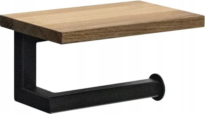 Ska WC-papír tartó polccal, matt fekete/tölgy