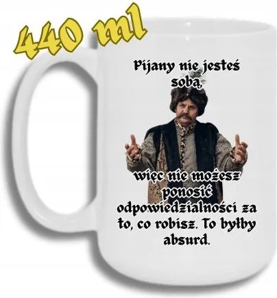 Bögre Fehér Nagy 440ML Vicces Ajándék 1670 Részeg Nem Vagy Önmagad