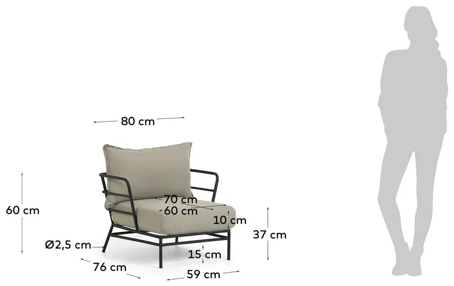 Mareluz bézs fémszerkezetű kerti fotel - Kave Home