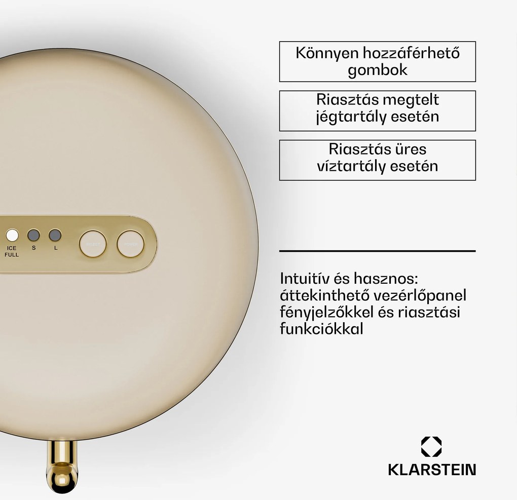 Klarstein Passau jégkockakészítő 2 méret 15 kg/24 h Auto-Clean