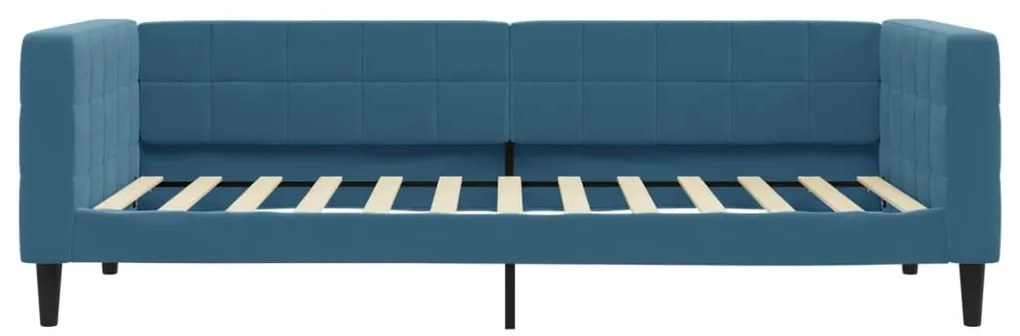 kék kihúzható bársony heverő fiókkal 90 x 200 cm