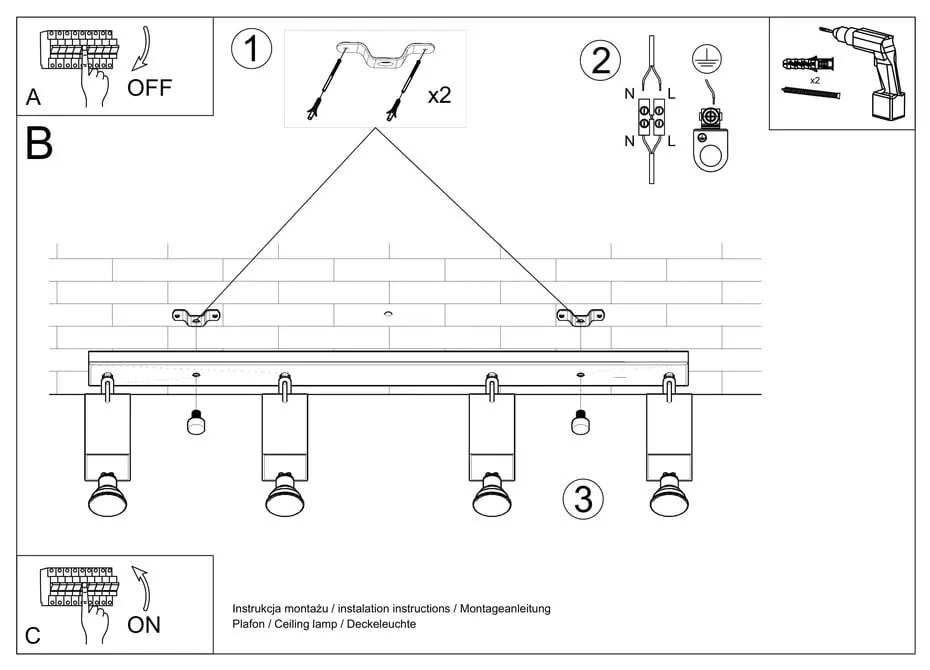 Toscana fehér mennyezeti lámpa - Sollux