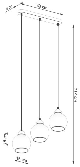 Sollux SL.1142 - Csillár zsinóron ALINO 3xE27/60W/230V fekete