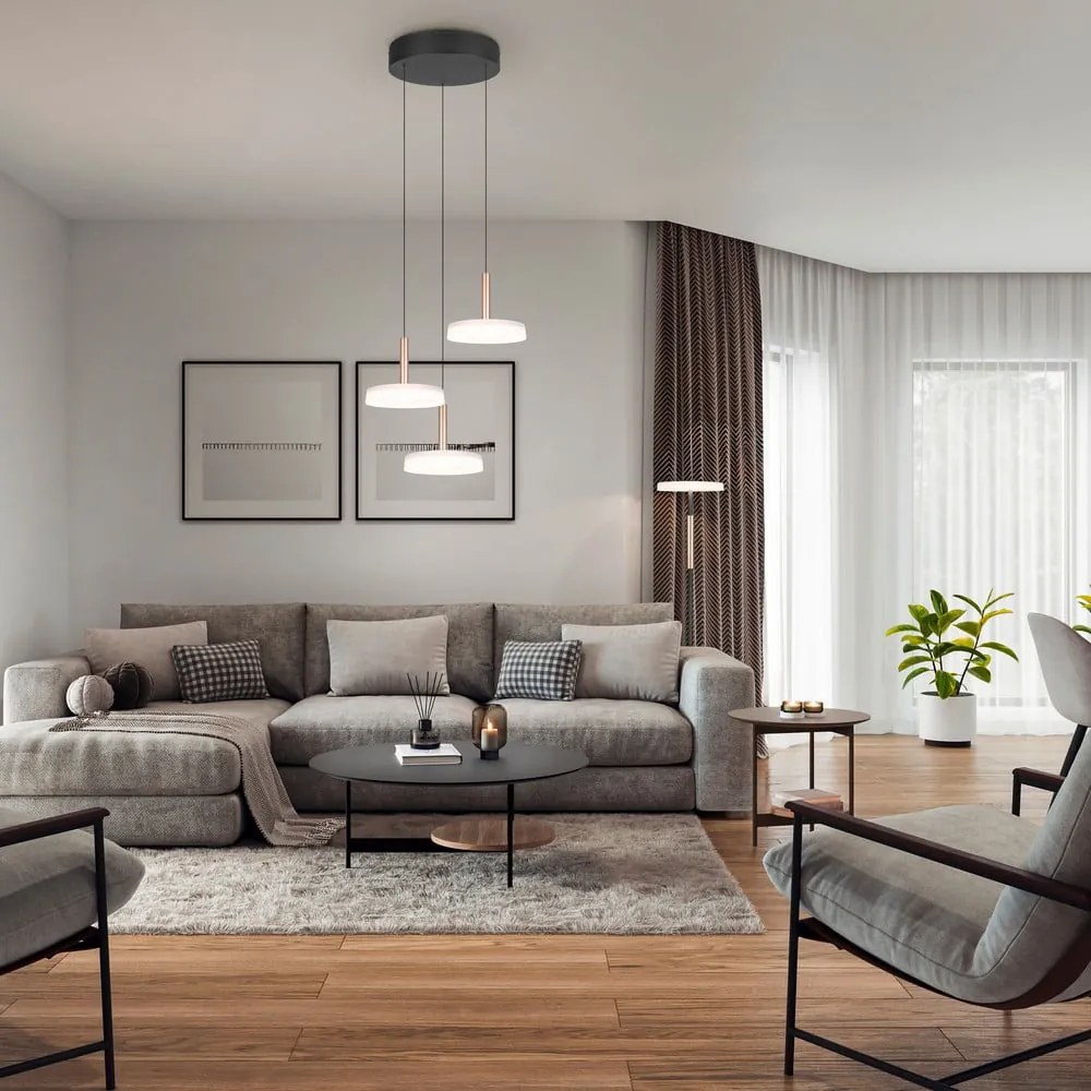 Fekete-fehér-aranyszínű LED dimmelhető függőlámpa üveg búrával ø 35 cm Celeste – Trio