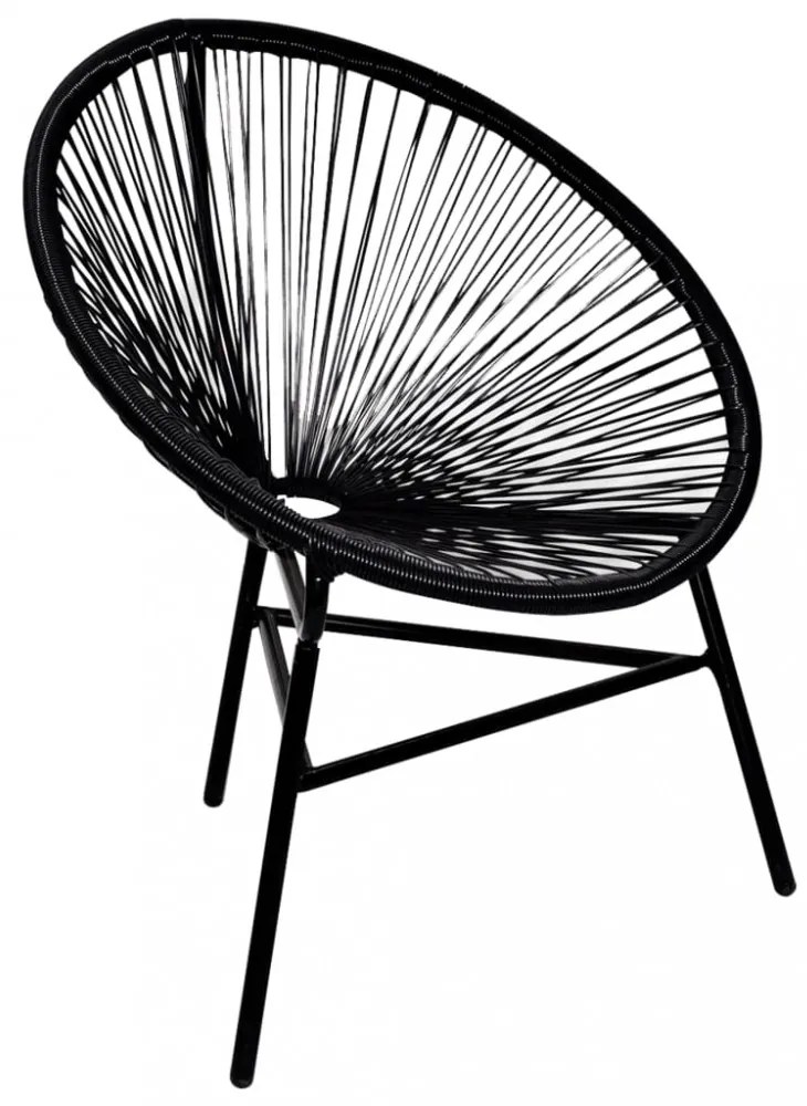 fekete polyrattan kerti kagylószék