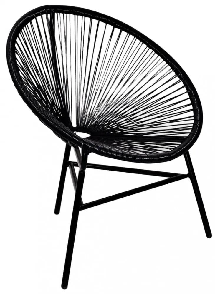 Ovális alakú poly rattan szék fekete