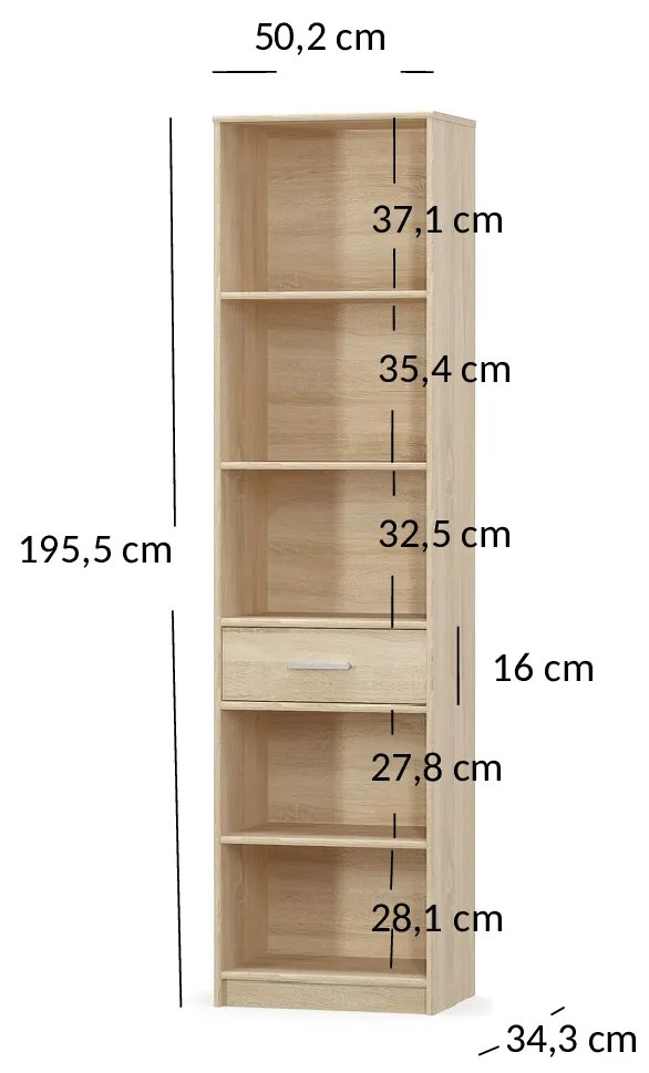 Regál Terrell (szonoma tölgy). Akció -17%. 1053274